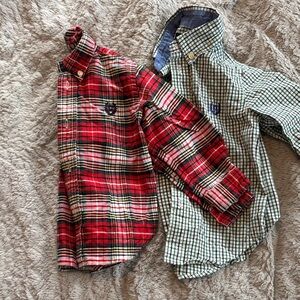 Chaps Kids Plaid Button Down Shirts - Red and Green 24 months winter